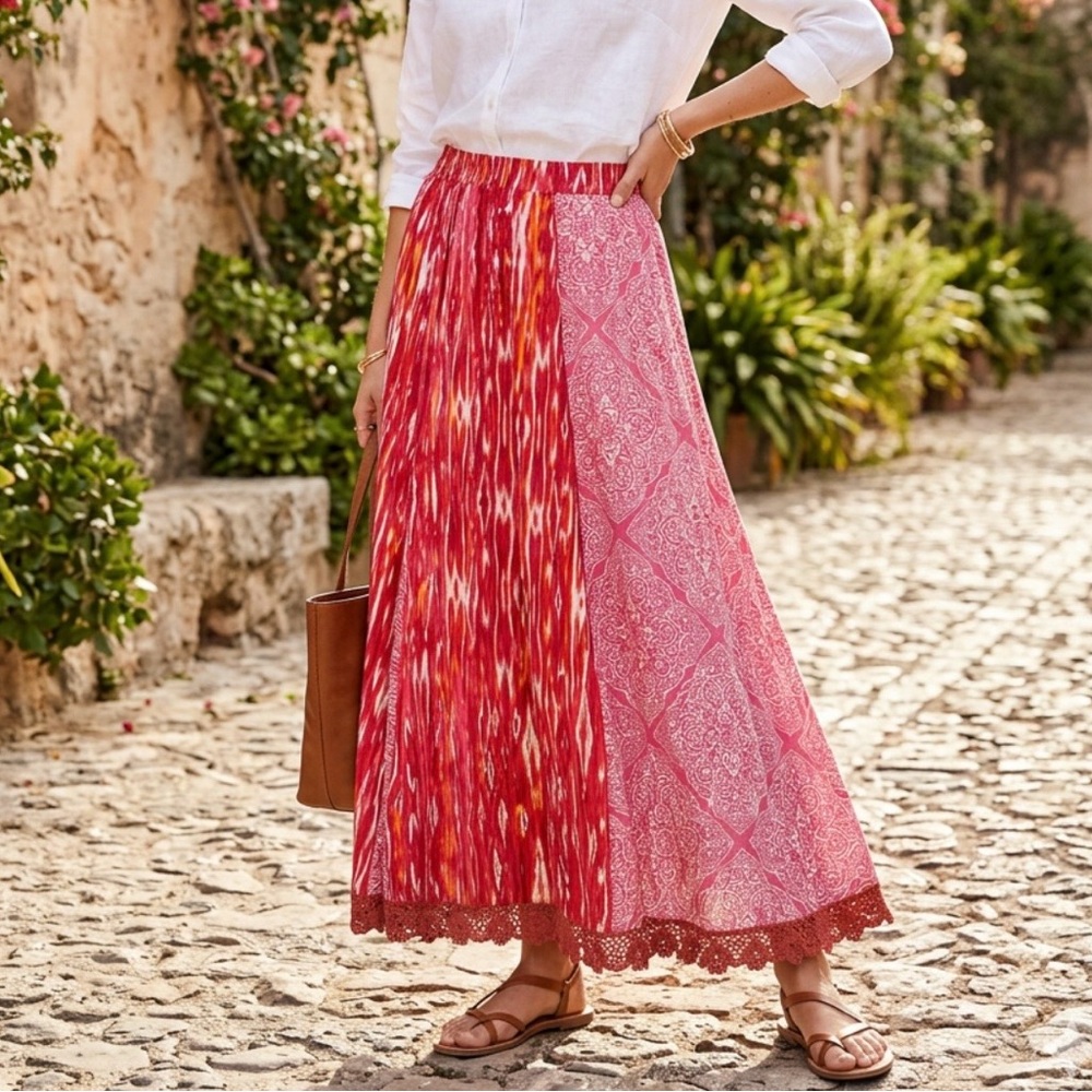 Valerie Stevens Skirt Womens  Pink Pull On Maxi‎ Boho Coastal Size S. 1
